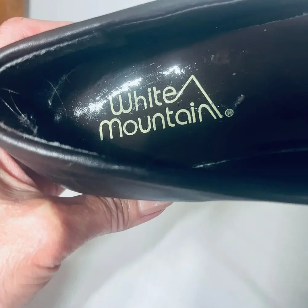 VTG 90s Y2K White Mountain Heels Brown Leather Loafer Chunky Office Casual 8.5
